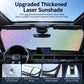 Car windshield sunshade set with suction cups and straps, rainbow patterned panel