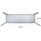 Front windshield cover with bungee-style tie straps and size guide, rectangular shape