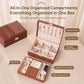 Wood Grain Jewelry Box 2-Layer Lockable Jewelry Organizer Case with Key & Removable Dividers