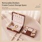 Wood Grain Jewelry Box 2-Layer Lockable Jewelry Organizer Case with Key & Removable Dividers