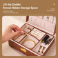 Wood Grain Jewelry Box 2-Layer Lockable Jewelry Organizer Case with Key & Removable Dividers