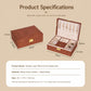 Wood Grain Jewelry Box 2-Layer Lockable Jewelry Organizer Case with Key & Removable Dividers