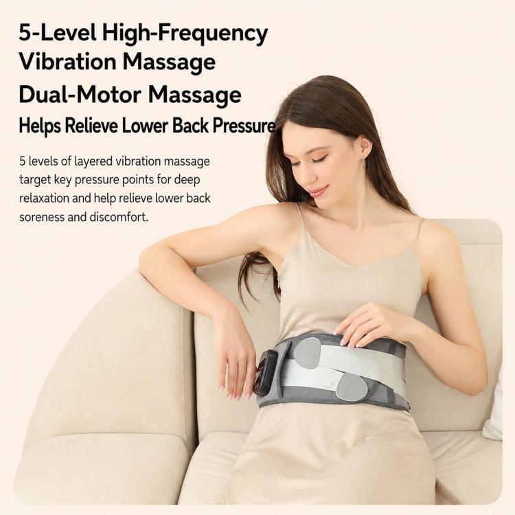 Gray heated waist belt massager with dual pads and attached controller