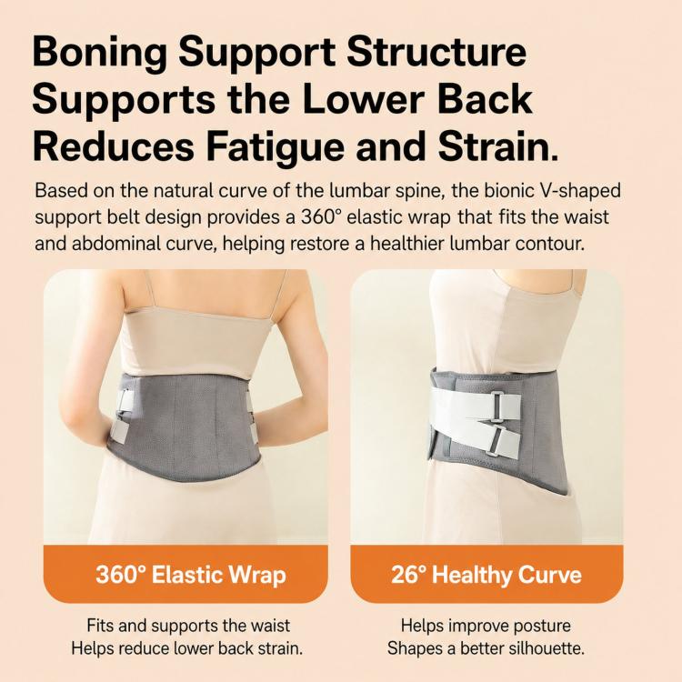 Gray lumbar support heated waist belt with front fastening straps