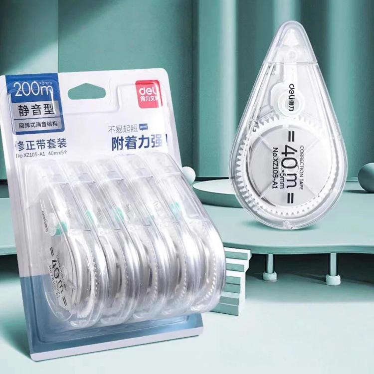 Correction tape dispenser and refills in clear blister pack with transparent tape rolls