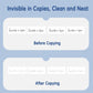 Correction tape before-and-after copying chart for clean, neat results