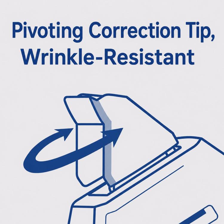 Pivoting correction tip designed for wrinkle-resistant, smooth correction