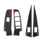 Carbon fiber window lifter control panel sticker set with blue accent switch cover and fins