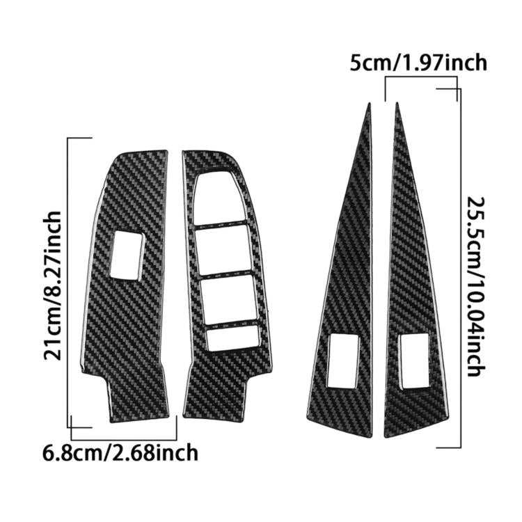 Window lifter control panel sticker size diagram: 6.8x21 cm and 25.5 cm height