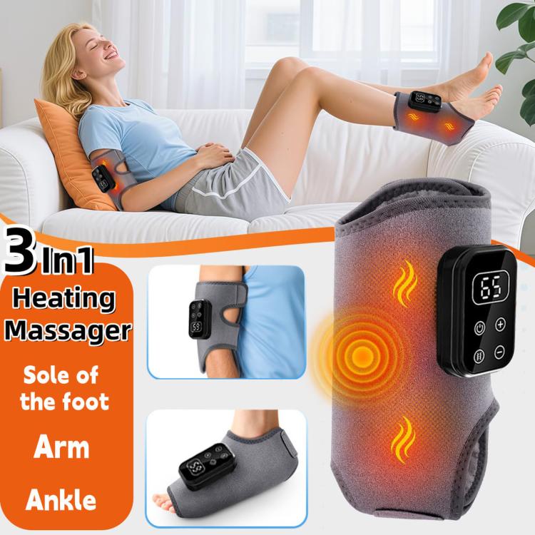 Heated ankle brace on foot with side controller and visible heat rings