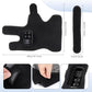 Black heated ankle brace support with attached controller and strap cutouts