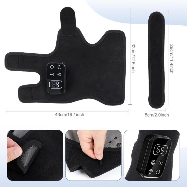 Black heated ankle brace support with attached controller and strap cutouts