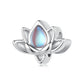 Sterling silver lotus flower bead charm with iridescent teardrop center crystal