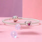 Sterling silver mesh bracelet with pink heart crystal bead charm