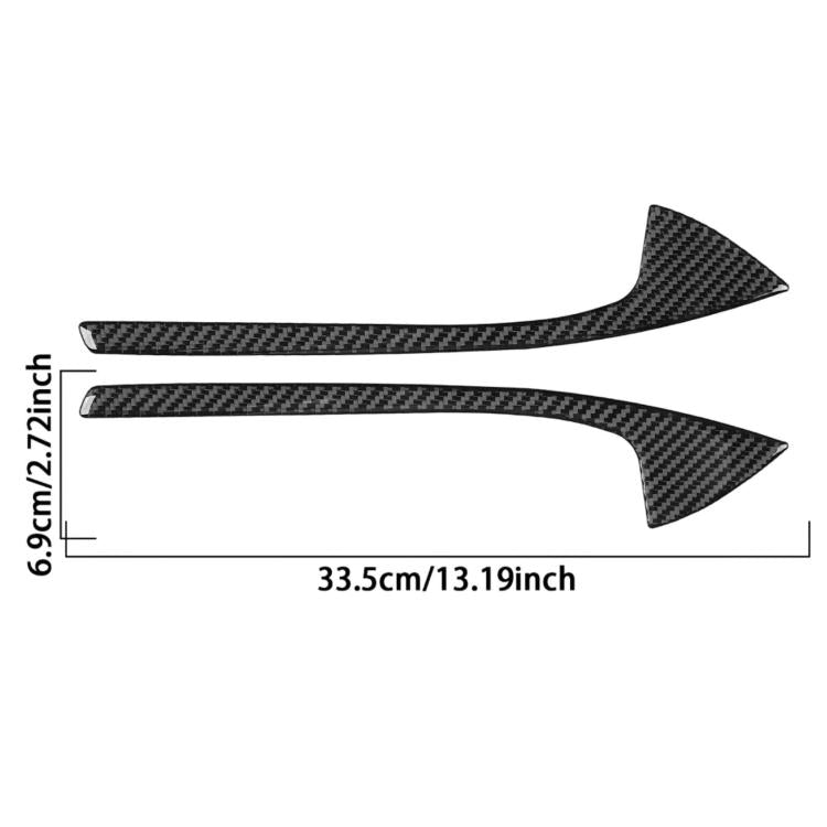 Front door armrest panel sticker pair, carbon fiber look curved strips