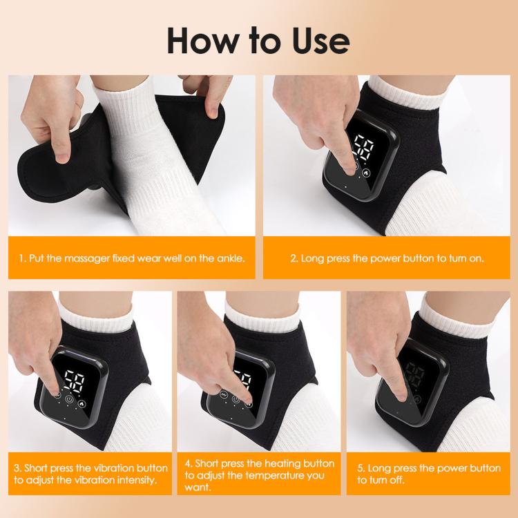 Heated Ankle Wrap Support Massager With Vibration 3 Heat Levels 15Min Auto Off