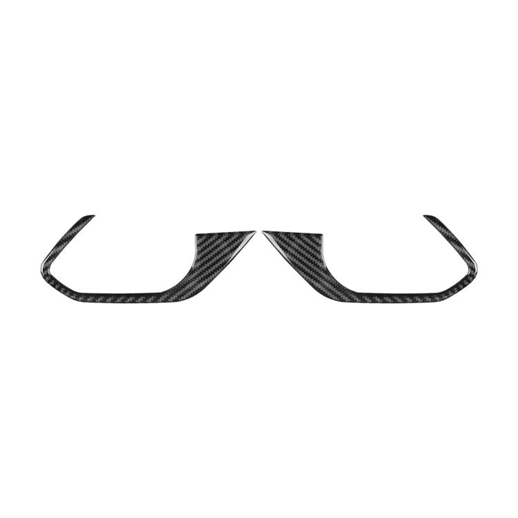 Pair of rear door handle frame stickers in black carbon-fiber weave, curved U-shape.