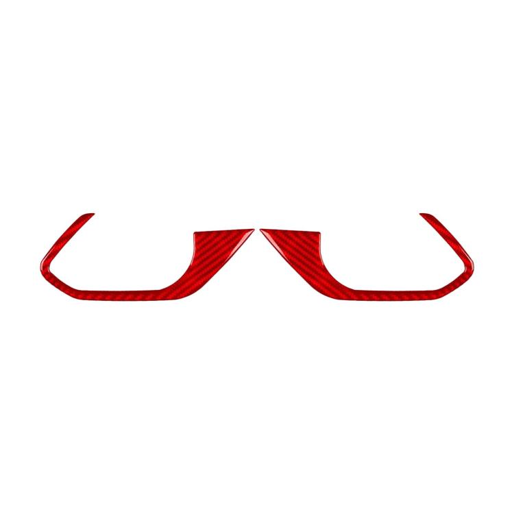 Pair of rear door handle frame stickers in red carbon-fiber weave, curved U-shape.
