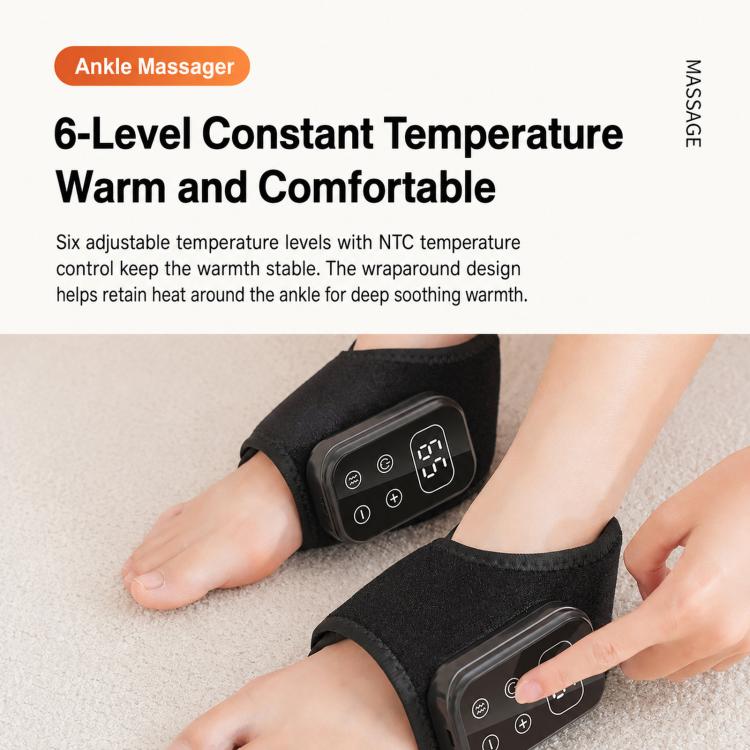Ankle Heating Pad With Vibration Massager 6 Heat Levels 5 Modes Cordless Brace