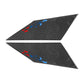 Carbon fiber arrow stickers with blue and red racing stripe graphics