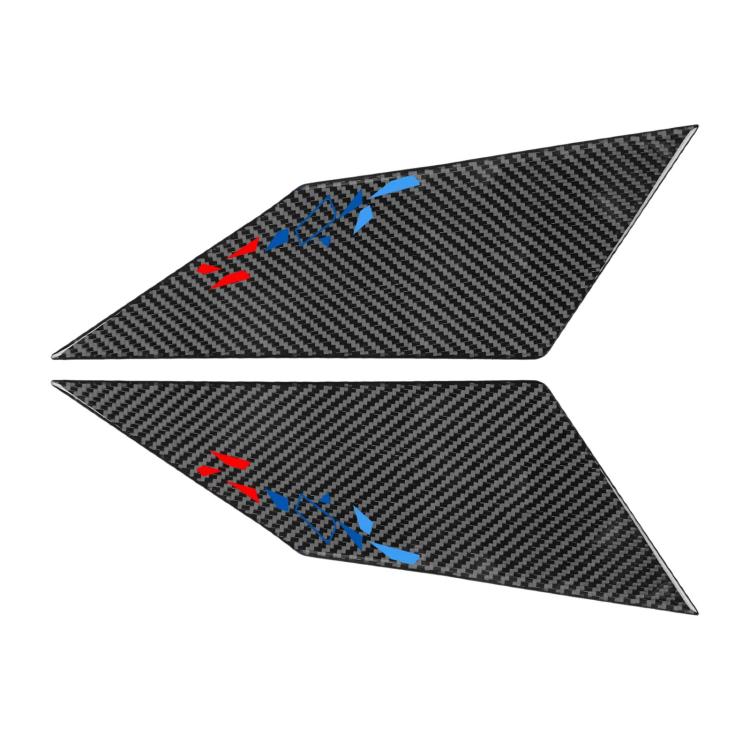 Carbon fiber arrow stickers with blue and red racing stripe graphics