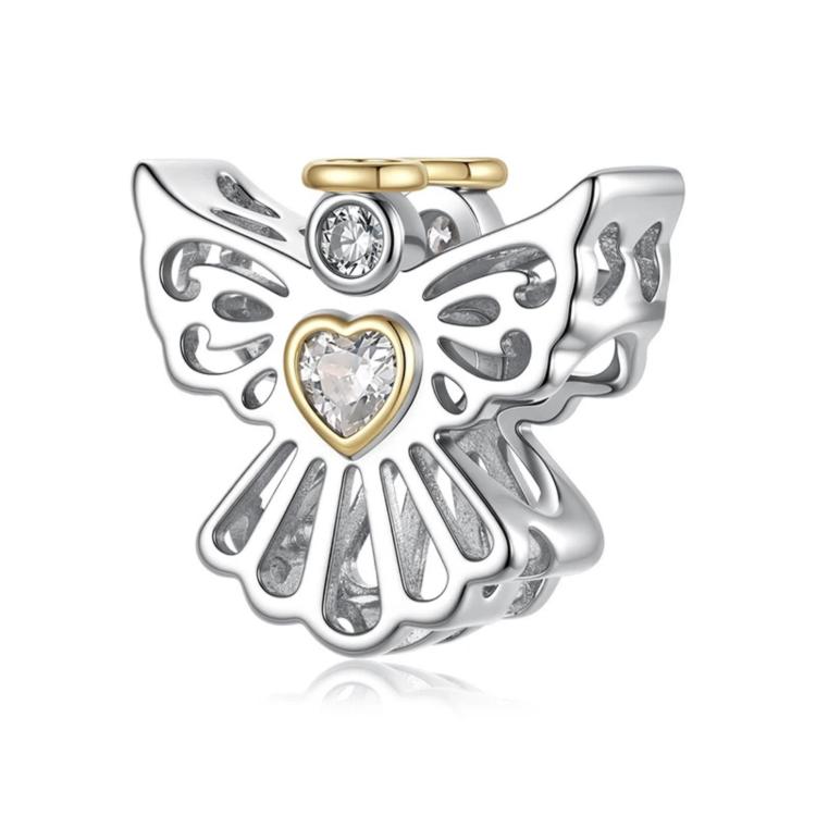 Hollowed-Out Guardian Angel Copper-Plated White Gold DIY Beaded, YIC283