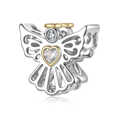 Hollowed-Out Guardian Angel Copper-Plated White Gold DIY Beaded, YIC283