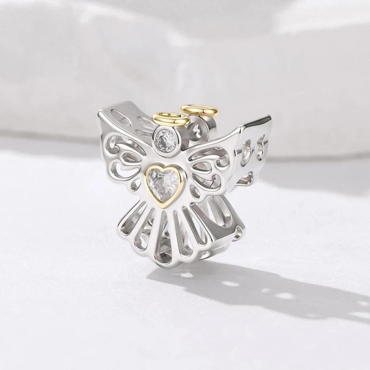 Hollowed-Out Guardian Angel Copper-Plated White Gold DIY Beaded, YIC283