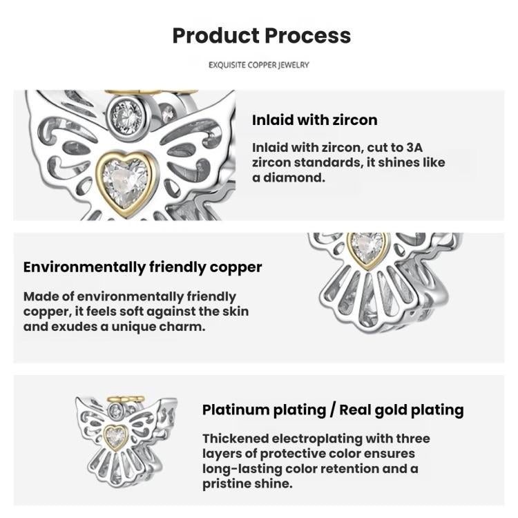 Hollowed-Out Guardian Angel Copper-Plated White Gold DIY Beaded, YIC283