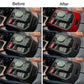Red and black carbon-fiber center control panel sticker installed on car console
