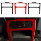 Set of rear air outlet lower decorative stickers in carbon-fiber and red colors.