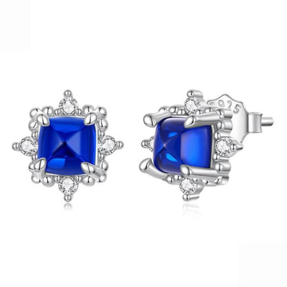 S925 Sterling Silver Blue Spinel Sparkling Earrings, BSE1312