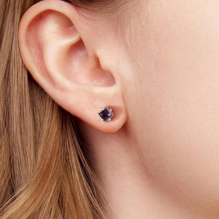 S925 Sterling Silver Blue Spinel Sparkling Earrings, BSE1312