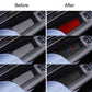 BMW door storage area with installed red and carbon-fiber slot decorative stickers