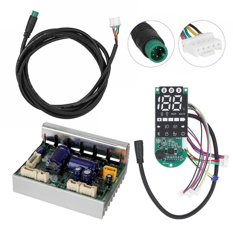 Electric scooter controller board kit with wiring harness and Bluetooth dashboard module