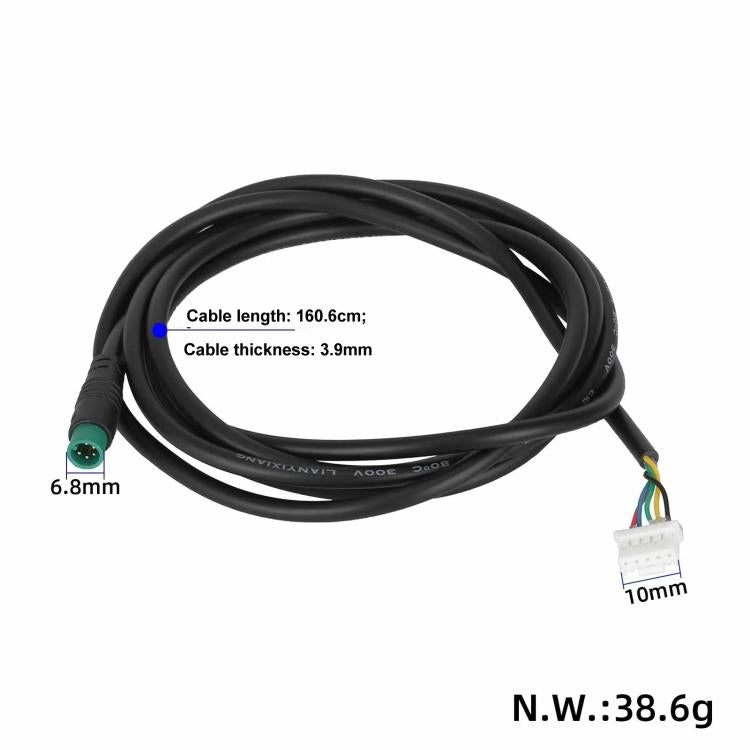 Electric scooter main cable with green connector plug and multi-color wiring end