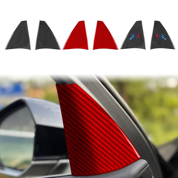 A-pillar decorative sticker set in carbon fiber and red, triangular pieces