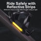 Bike water bottle cage with yellow reflective strips on both sides for night rides