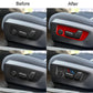 Red carbon-fiber seat switch panel sticker framing dashboard control buttons