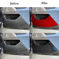 Rear door anti-kick stickers on car door panel, red and carbon-black protective covers