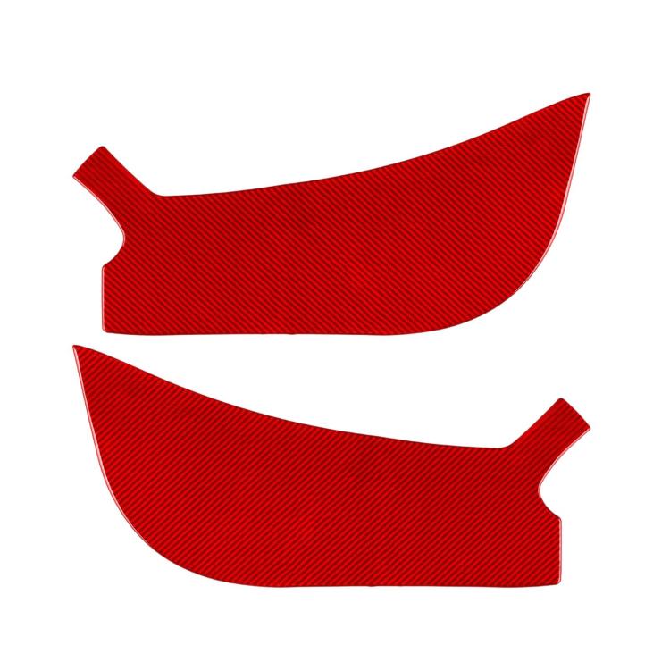 Red front door anti-kick car sticker set, two curved panels with textured finish