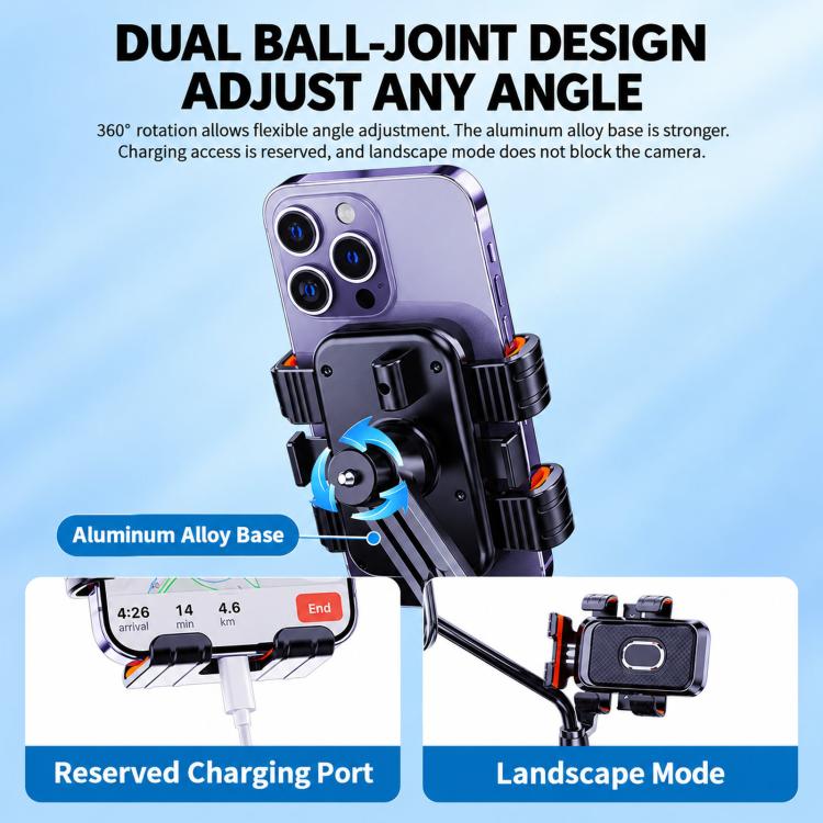 Electric Motorcycle Shake-Stabilized Navigation Phone Holder, Handlebar, Rearview Mirror
