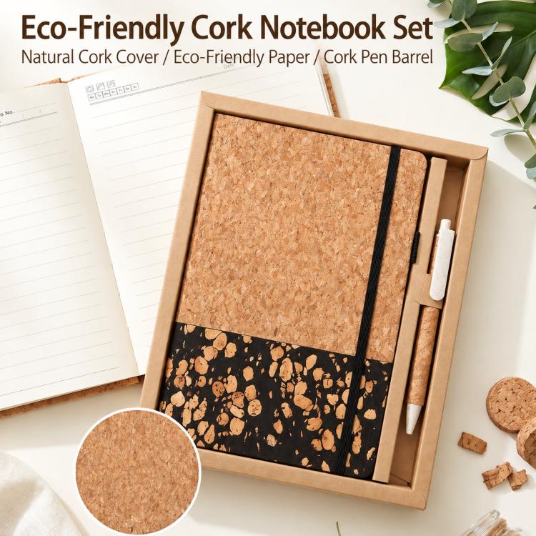 A5 Eco?Friendly Notebook Set With Pen Wood Grain Spliced Journal Business Notepad, Coffee Grounds Patchwork, Tea Leaf Scrap Patchwork, Coffee Grounds Pieced-Together, Black Tea Residue, Sapwood Pattern