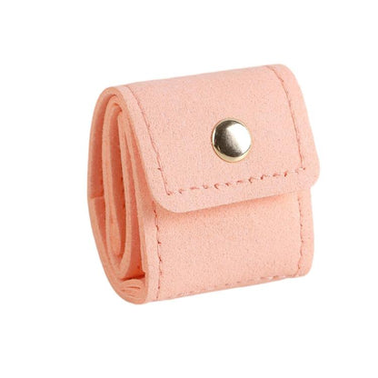 4-Compartment Mini Travel Jewelry Pouch Foldable Ring & Earring Organizer with Snap Button
