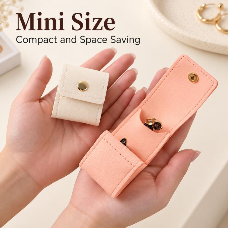 4-Compartment Mini Travel Jewelry Pouch Foldable Ring & Earring Organizer with Snap Button