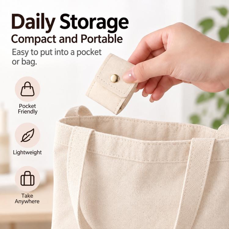 4-Compartment Mini Travel Jewelry Pouch Foldable Ring & Earring Organizer with Snap Button