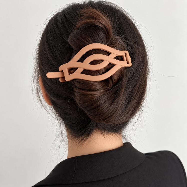Peach-orange matte curved twist hair barrette clip for updo styling