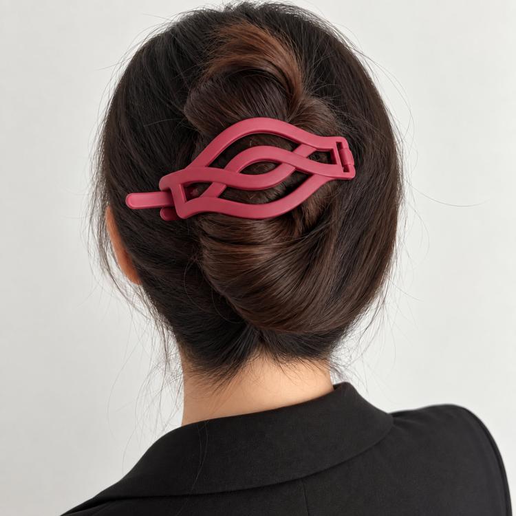 Pink matte curved twist hair barrette clip for securing an updo