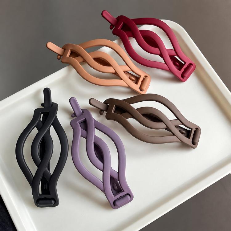 Assorted matte curved twist hair clips: black, purple, brown, peach, red-pink