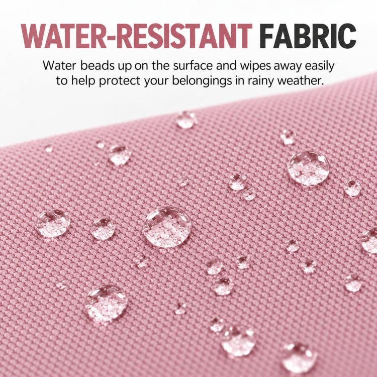 Pink water-resistant backpack fabric with raised texture and water-bead effect